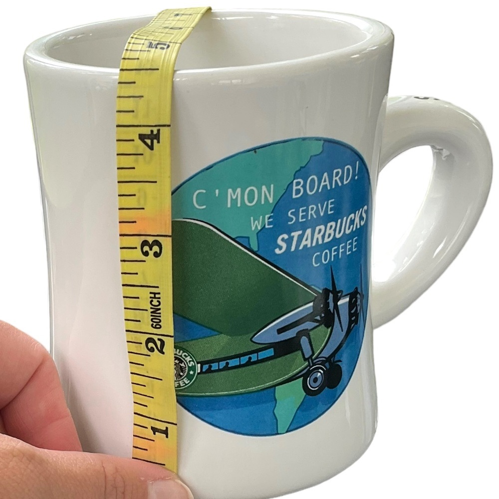 Starbucks Vintage 2001 Barista C'Mon Board Diner Style Coffee Mug Airplane - Picture 11 of 15
